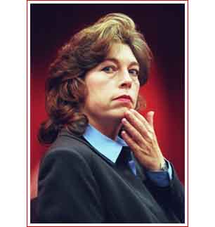 Marianne Gingrich, wife of former House Speaker Newt Gingrich, looks up during a hearing Thursday, Nov. 11, 1999, in Marietta, Ga. Mrs. Gingrich's lawyer asked the judge to impose sanctions against her husband for refusing to answer questions stemming from the couple's ongoing bitter divorce fight. Newt Gingrich did not attend the hearing. (AP Photo/John Bazemore) (Associated Press)