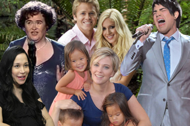 Clockwise from top left: Susan Boyle, Spencer Pratt and Heidi Montag, Adam Lambert, Kate Gosselin and kids, and Nadya Suleman.