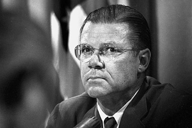 Defense Secretary Robert S. McNamara is shown during a news conference in Washington, D.C., April 3, 1967.