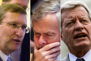 L-R: Sen. Kent Conrad, D-N.D., Sen. Jeff Bingaman, D-N.M., and Sen. Max Baucus, D-Mont.