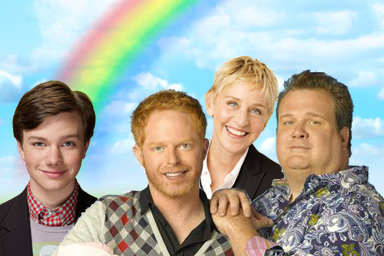 Kurt from Fox's Glee, Cameron and Mitchell from ABC's Modern Family and American Idol's Ellen DeGeneres