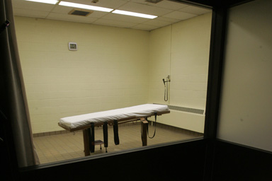 The death chamber at the Southern Ohio Corrections Facility in Lucasville, Ohio.