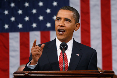President Barack Obama speaks to a joint session of Congress on healthcare at the U.S. Capitol in Washington, on Wednesday, Sept. 9, 2009.