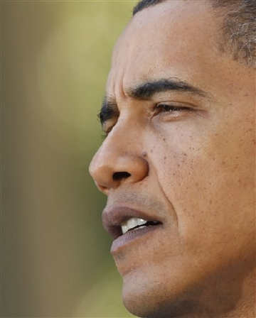President Barack Obama makes remarks in the Rose Garden of the White House in Washington, Friday, Oct. 9, 2009, about him being awarded the Nobel Peace Prize. (AP Photo/Gerald Herbert) (AP)