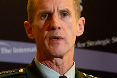 General Stanley McChrystal, Commander, US Forces Afghanistan delivers a speech in London, Thursday, Oct. 1, 2009.