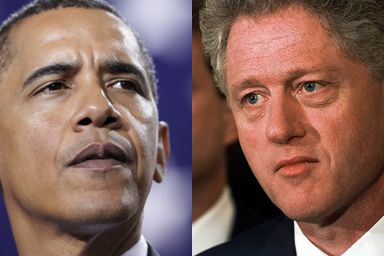 President Obama, 2009, and former President Clinton, 1997