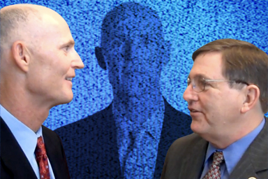 Rick Scott talks about Solantic to Texas Congressman Michael Burgess, chair of the Congressional Health Care Caucus