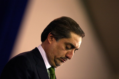 Afghan presidential candidate Abdullah Abdullah speaks with his supporters in Kabul Nov. 1.