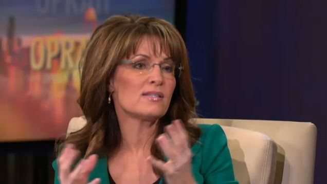 Sarah Palin appears on "The Oprah Winfrey Show" Monday.