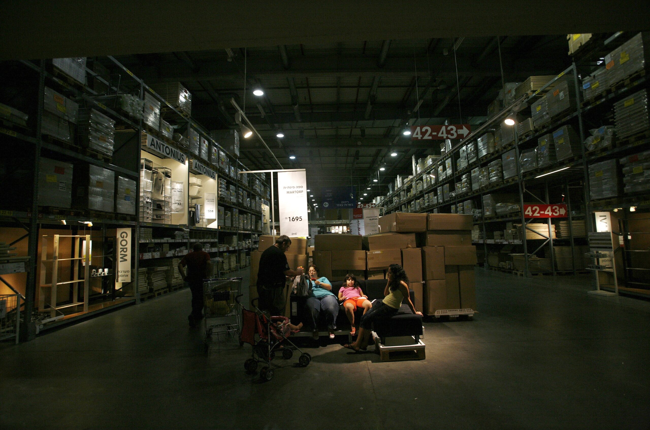 Shoppers rest in a branch of the Swedish retail store IKEA in the Israeli city of Netanya, north of Tel Aviv August 24, 2009. According to Israeli media reports, thousands of Israelis have signed a petition to boycott the retailer amid a row with Sweden over a Swedish newspaper which repeated Palestinian accusations dating from the early 1990s that Israeli troops took organs from men who died in custody. A spokesperson for IKEA said on Monday that they are a commercial non-political organization that has and will continue to have an excellent relationship with Israeli consumers.  REUTERS/Ronen Zvulun (ISRAEL POLITICS BUSINESS) (Reuters)