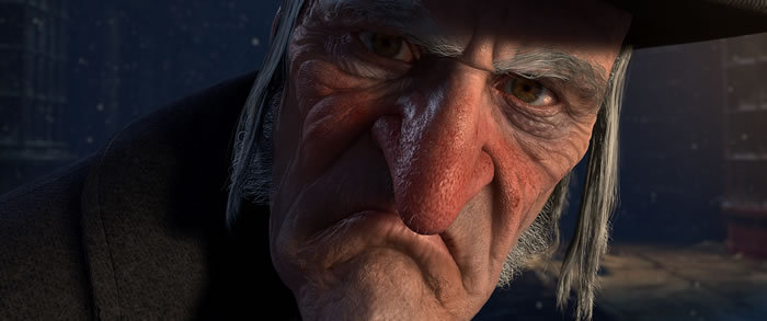 Jim Carrey as Scrooge in "A Christmas Carol."