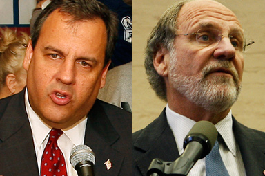 Republican candidate for New Jersey governor Chris Christie and New Jersey Gov. Jon S. Corzine