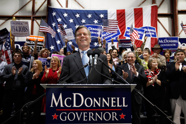 Republican gubernatorial candidate Bob McDonnell, smiles during a rally in Richmond, Va., Monday, Nov. 2, 2009.