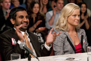 Aziz Ansari and Amy Poehler in "Parks and Recreation."