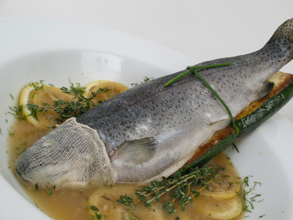Trout à la Waterboard: Poached trout, chicken broth, saut