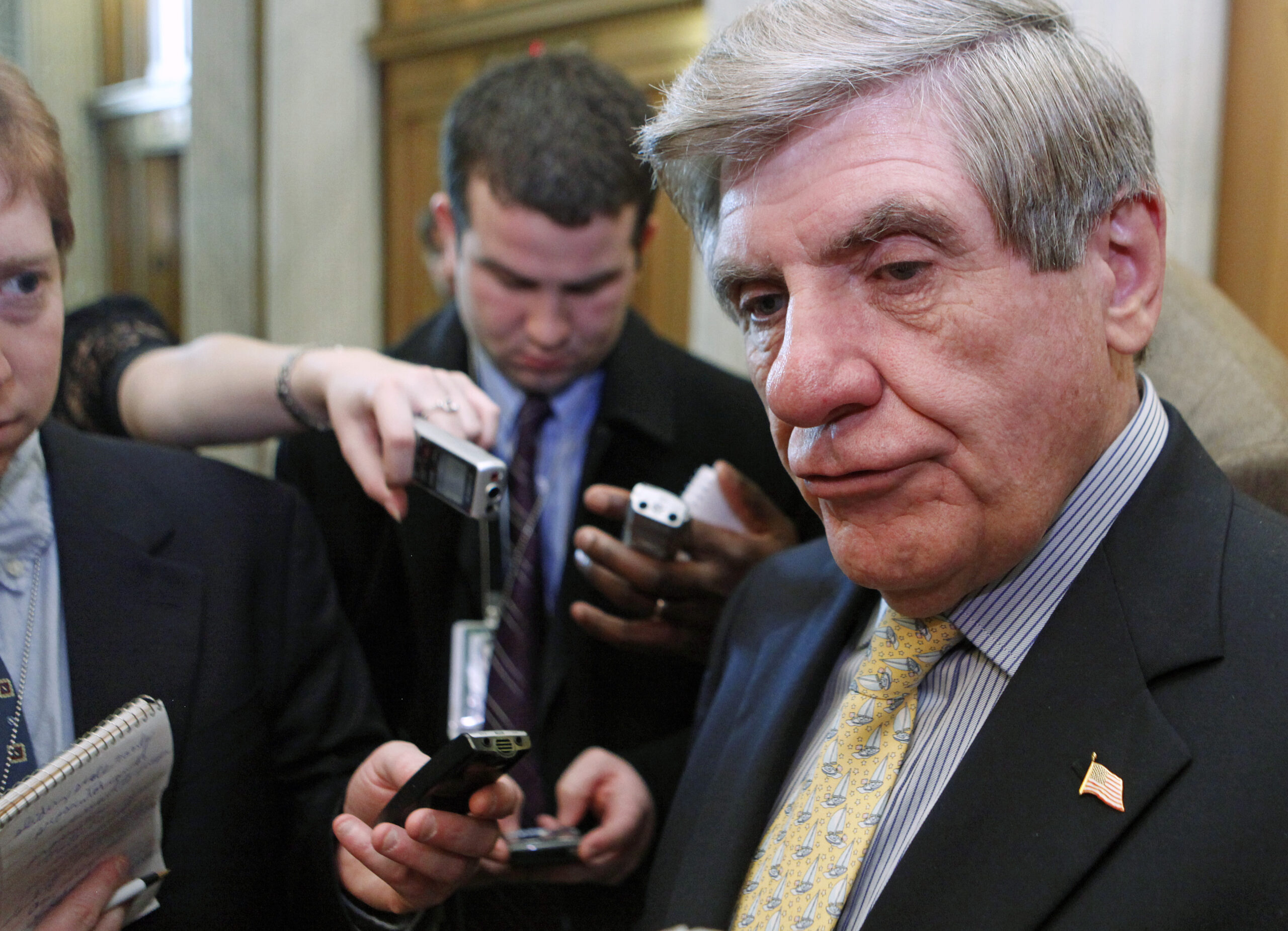 Sen. Ben Nelson, D-Neb. talks with reporters on Capitol Hill in Washington, Tuesday, Dec. 22, 2009, following a series of votes. (AP Photo/Haraz N. Ghanbari) (Associated Press)