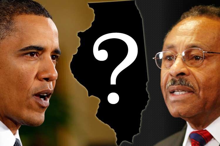 President Obama, left, and Sen. Roland Burris, D-Ill.