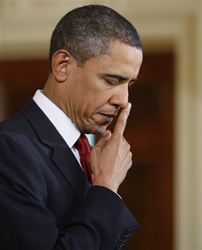 President Barack Obama pauses in the East Room of the White House in Washington, Wednesday, Jan. 6, 2010, during a ceremony honoring teachers who received awards received for excellence in mathematics and science teaching and mentoring during an "Educate to Innovate" event for excellence in Science, Technology, Engineering and Math (STEM) education. (AP Photo/Charles Dharapak) (AP)