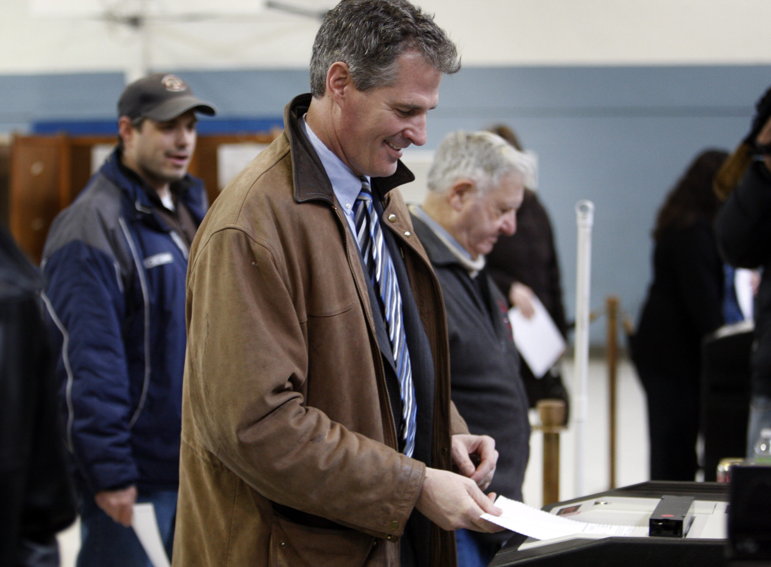 Massachusetts State Senator Scott Brown, R-Wrentham, votes in Wrentham, Mass., Tuesday, Jan. 19, 2010. Brown is running against Democrat Martha Coakley in a special election to fill the U.S. Senate seat left empty by the death of Sen. Edward M. Kennedy, D-Mass. (AP Photo/Robert F. Bukaty) (Robert F. Bukaty)