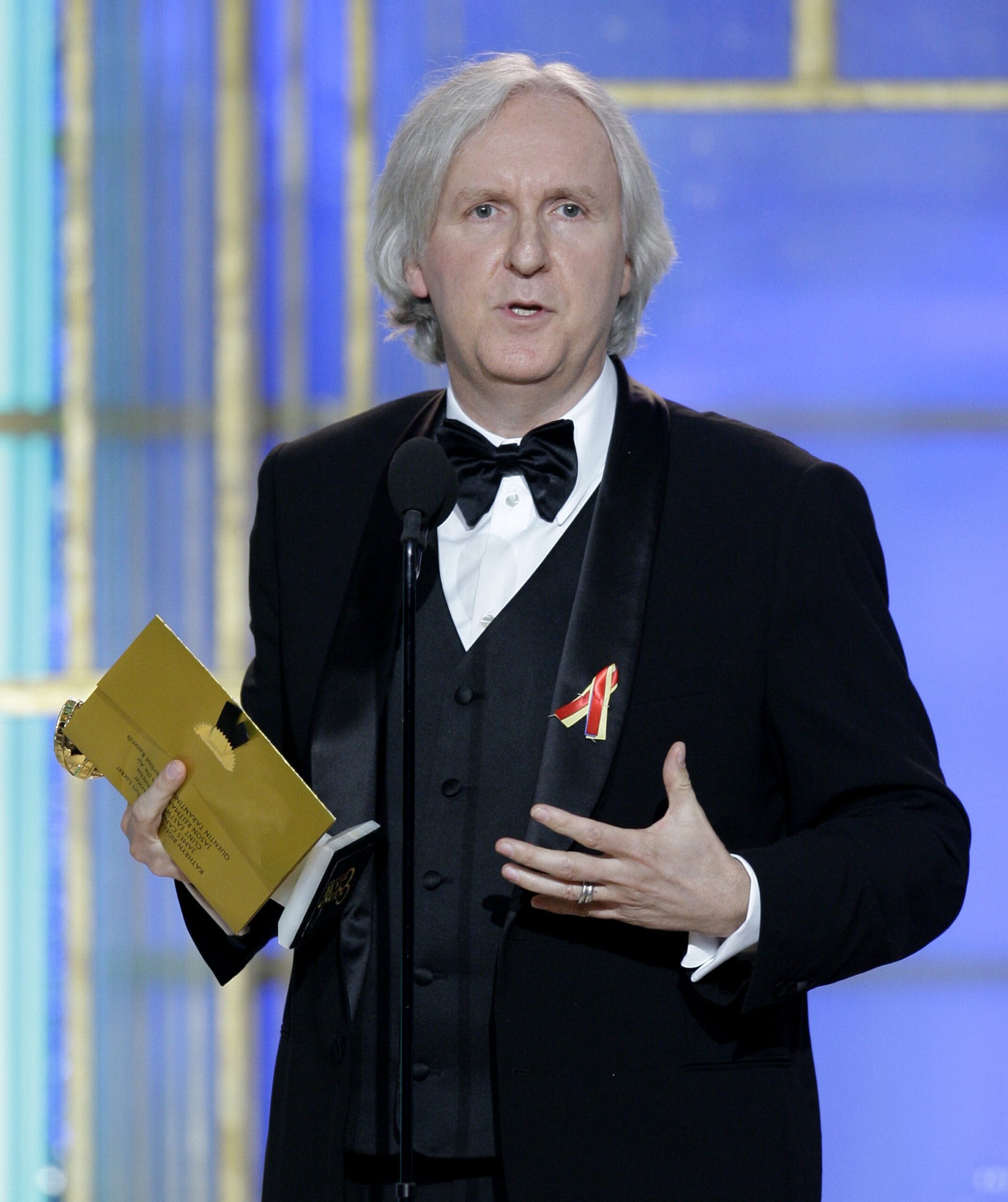 67th ANNUAL GOLDEN GLOBE AWARDS -- Pictured: James Cameron on stage during the 67th Annual Golden Globe Awards held at the Beverly Hilton Hotel on January 17, 2010 - (NBC Photo by: Paul Drinkwater/NBCU Photo Bank via AP Images) (Associated Press)