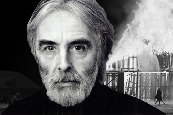Michael Haneke and a still from "White Ribbon"