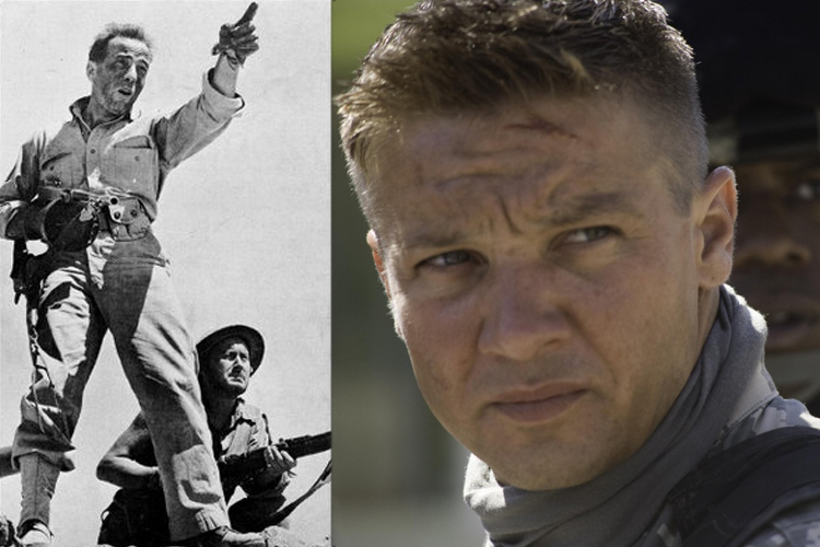 Humphrey Bogart in "Sahara" and Jeremy Renner in "The Hurt Locker"