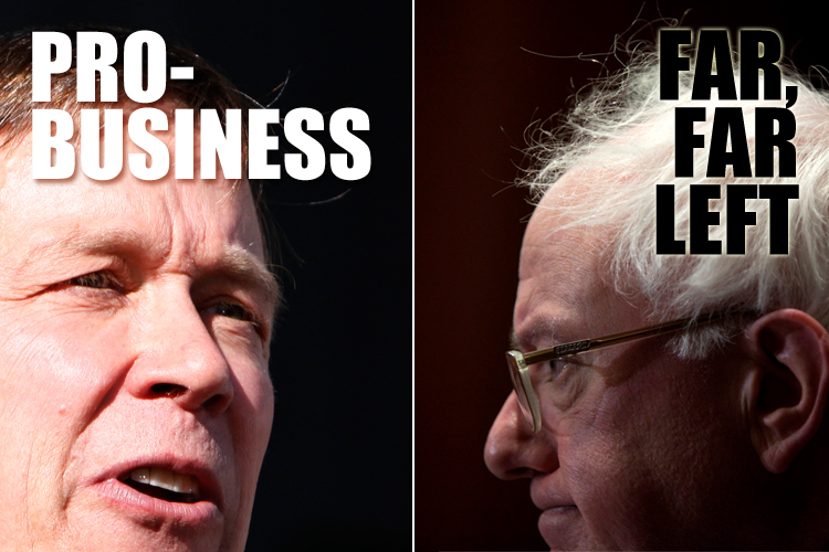 Denver Mayor John Hickenlooper and Sen. Bernard Sanders, I-Vt.