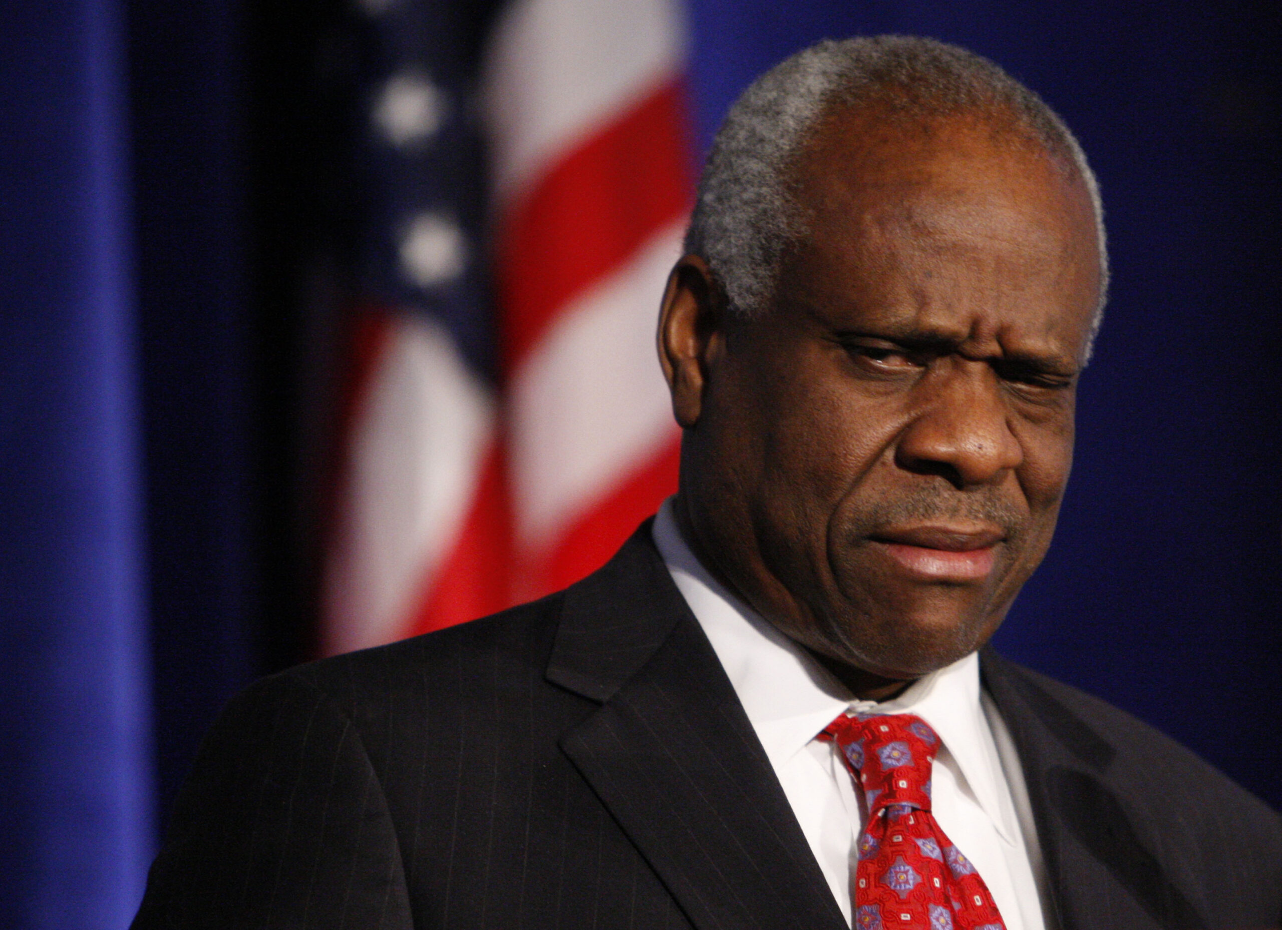 Supreme Court Justice Clarence Thomas addresses the Federalist Society in Washington, Thursday, Nov. 15, 2007, where he spoke about his new book and took questions from the audience. (AP Photo/Charles Dharapak) (Associated Press)