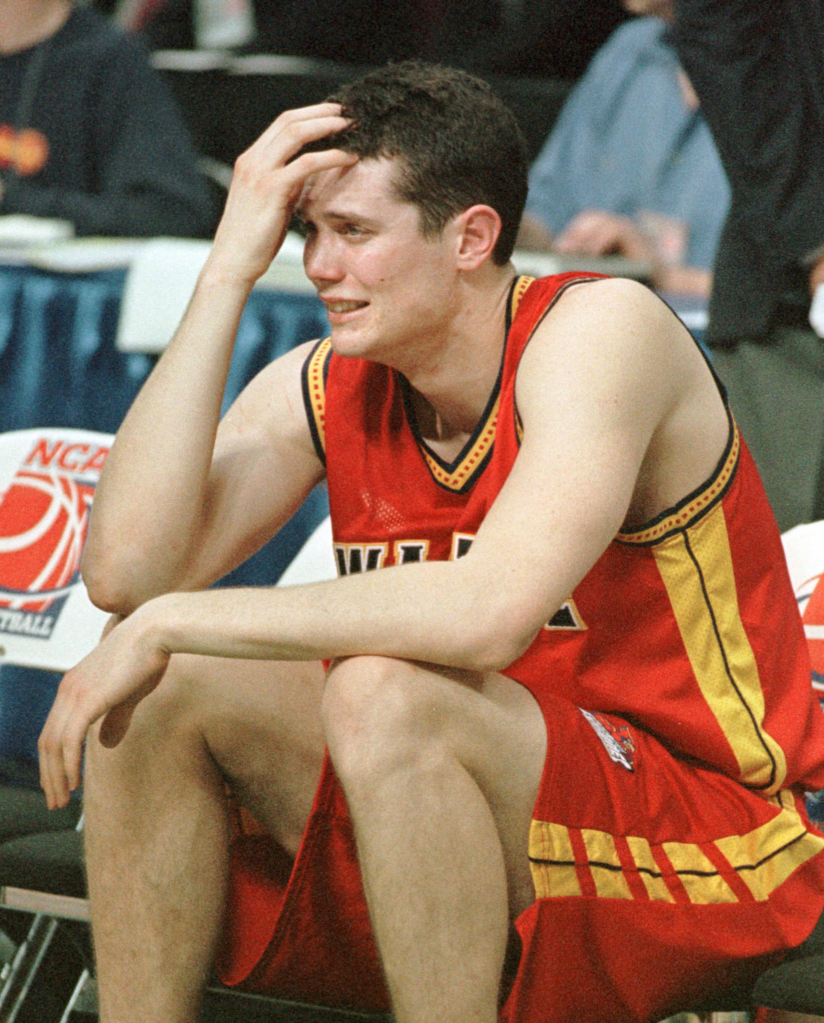 Iowa State University's Paul Shirley reacts during the closing seconds of Iowa State's 75-64 loss to Michigan State University in the NCAA Midwest Regional, March 25 at the Palace in Auburn Hills. Michigan State advances to the NCAA Final Four in Indianapolis. jch/Photo by John C.

JCH/HB (Reuters)