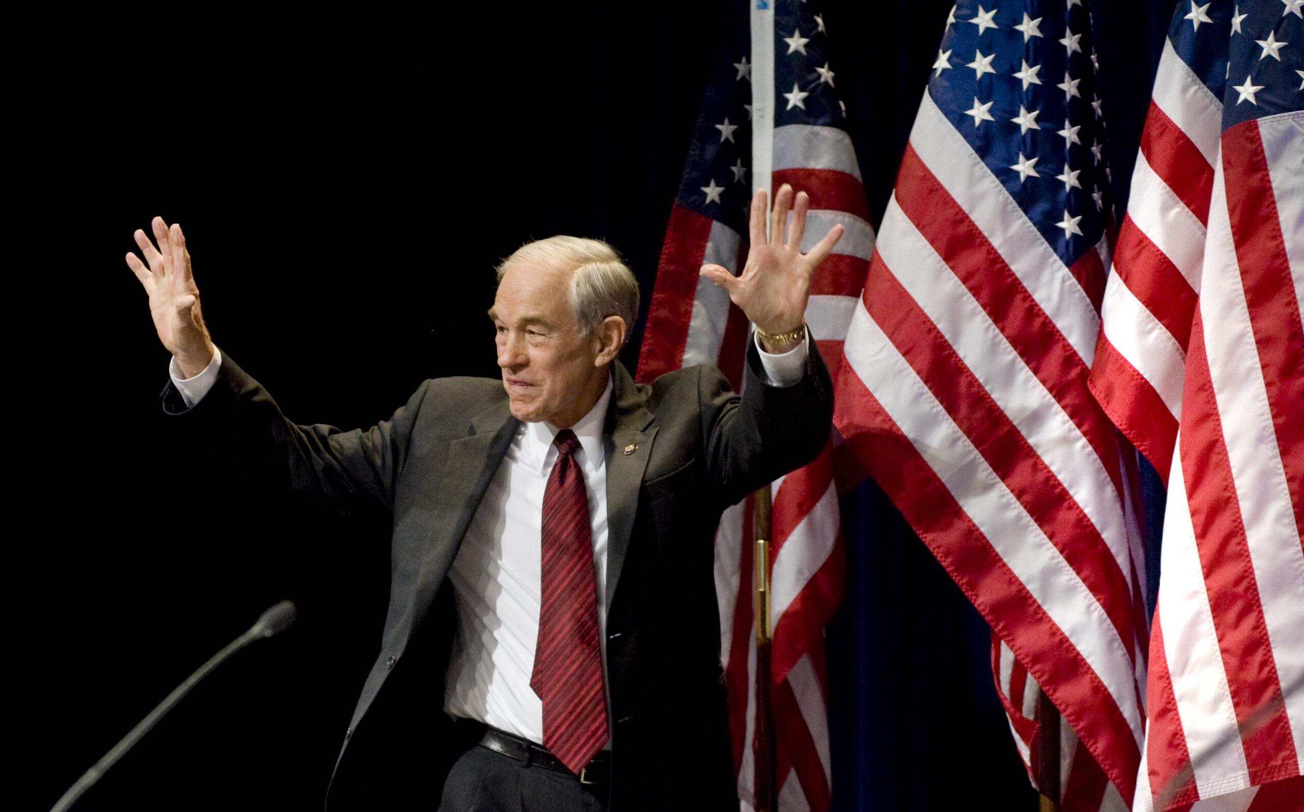 Former presdential candidate Ron Paul walks onstage to address the Conservative Political Action Conference (CPAC) in Washington, Friday, Feb. 19, 2010. (AP Photo/Cliff Owen) (Associated Press)