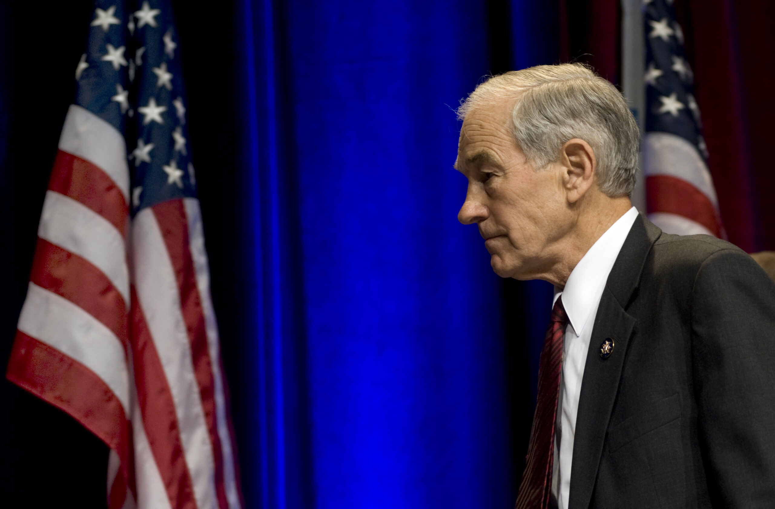 Former presidential candidate Ron Paul walks off stage after addressing the Conservative Political Action Conference (CPAC) in Washington, Friday, Feb. 19, 2010. (AP Photo/Cliff Owen) (Associated Press)
