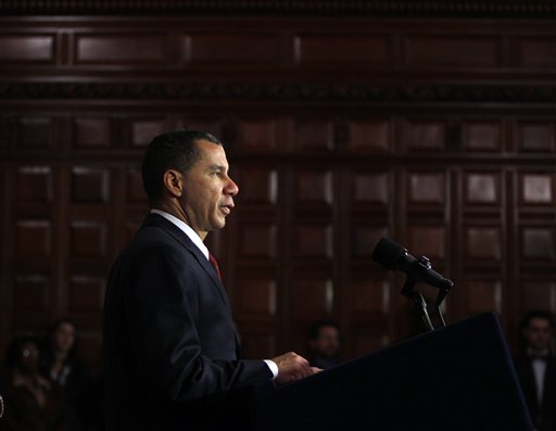 New York Gov. David Paterson speaks during a news conference at the Capitol in Albany, N.Y., on Tuesday, Feb. 9, 2010.  Paterson says Tuesday he believes an anticipated story by The New York Times about his personal conduct won't include much-rumored talk of wild behavior.  (AP Photo/Mike Groll) (AP)