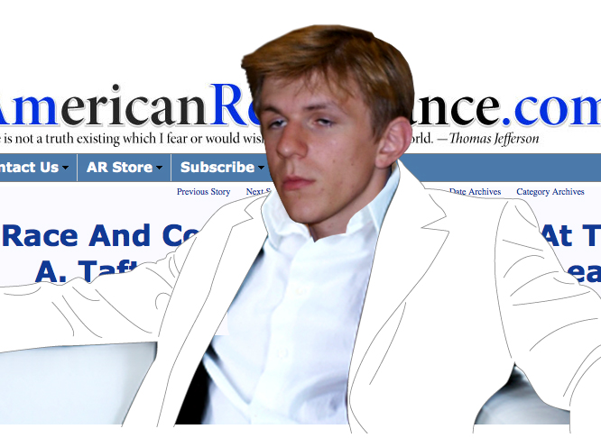 James O'Keefe, photographed at a white nationalist conference by One People's Project.