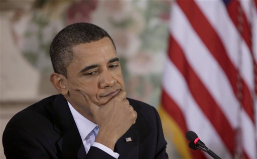 President Barack Obama listens during a meeting with Republican and Democratic Congressional leaders to discuss health care reform, Thursday, Feb. 25, 2010,  in the Blair House across the street from the White House in Washington. (AP Photo/Pablo Martinez Monsivais) (AP)