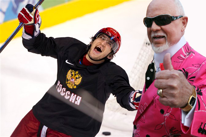 Russian hockey star Alex Ovechkin and Canadian broadcaster Don Cherry