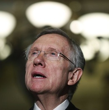 Senate Majority Leader Sen. Harry Reid of Nev. speaks to the media on Capitol Hill in Washington, Thursday, Feb. 11, 20010, following a meeting with the Senate Democratic Caucus.  (AP Photo/Manuel Balce Ceneta) (AP)
