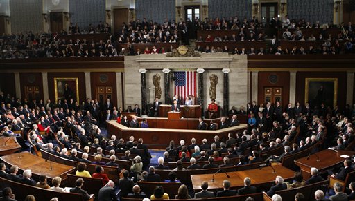 President Barack Obama delivers his State of the Union address on Capitol Hill in Washington, Wednesday, Jan. 27, 2010. (AP Photo/Charles Dharapak) (AP)