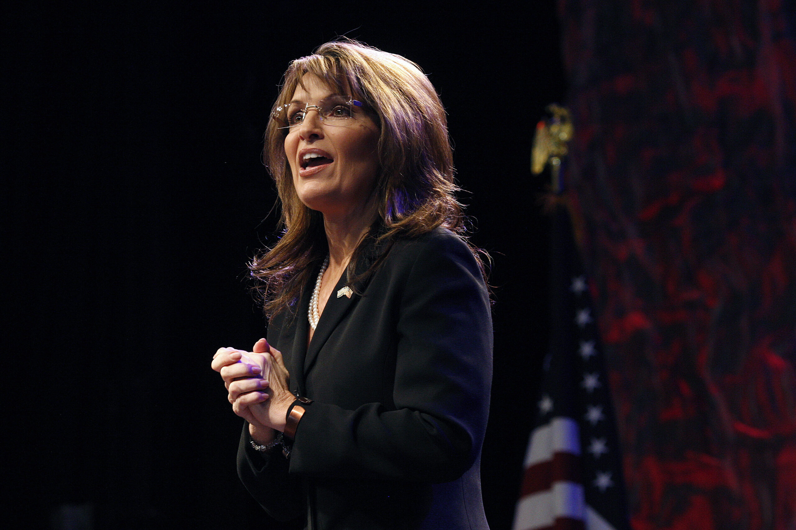 Sarah Palin speaks during the National Tea Party Convention at Gaylord Opryland Hotel in Nashville, Tennessee February 6, 2010. REUTERS/Josh Anderson (UNITED STATES - Tags: POLITICS) (Reuters)