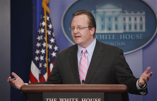 White House Press Secretary Robert Gibbs speaks to reporters, Monday, April 20, 2009, during his daily press briefing in the White House pressroom at the White House in Washington. (AP Photo/Ron Edmonds) (Associated Press)