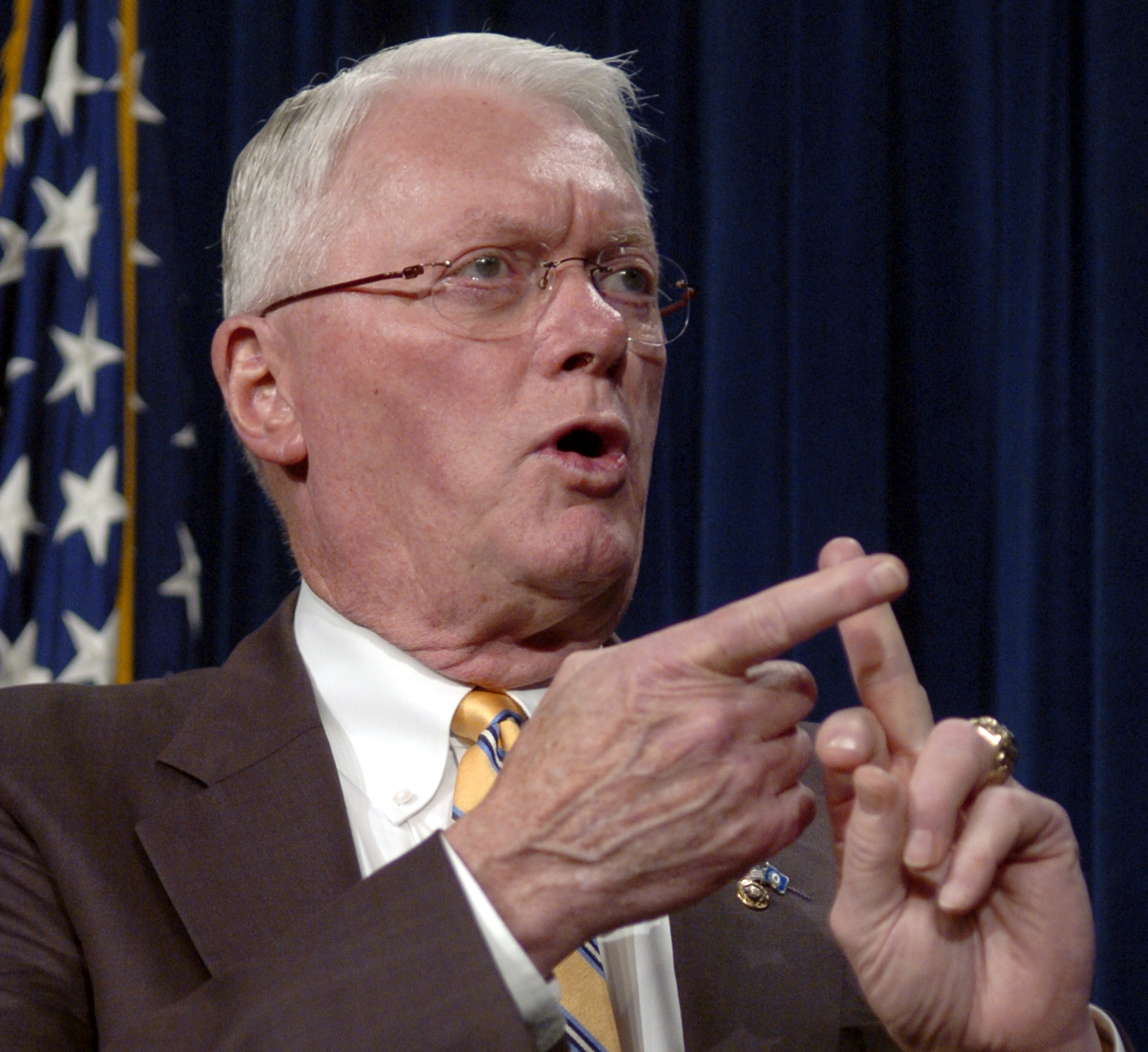 Sen. Jim Bunning (R-KY), a Hall of Fame pitcher, talks about progress made by the Major League Baseball in dealing with steroids in Washington November 15, 2005. Bunning said he was pleased that baseball had toughened its performance-enhancing drug standards, but that proposed legislation to deal with the problem would remain on the table in case the problem worsened. REUTERS/Jonathan Ernst (Reuters)