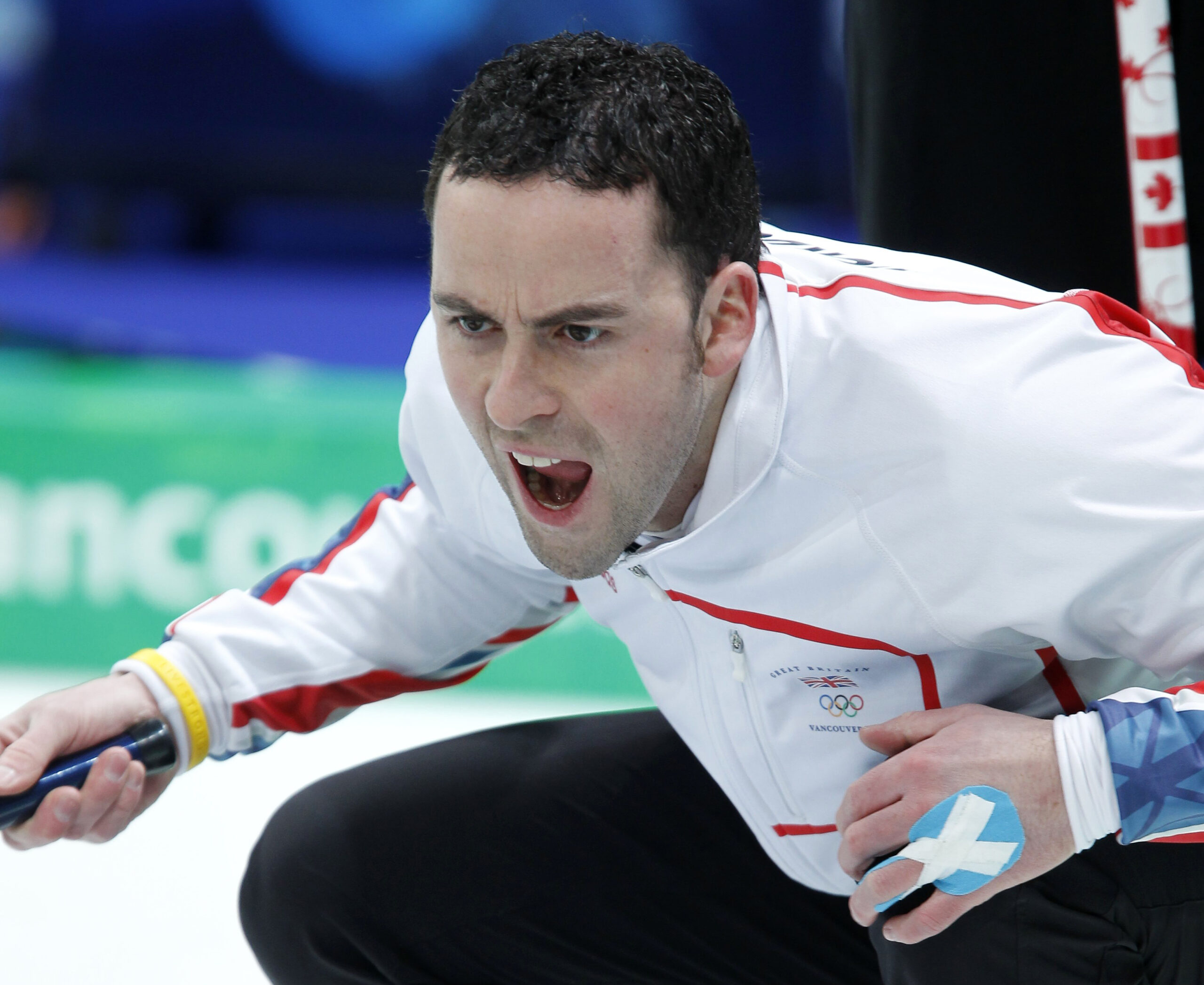 Britain's skip David Murdoch shouts instructions during their men's round robin curling game against Canada at the Vancouver 2010 Winter Olympics February 20, 2010.     REUTERS/Lyle Stafford (CANADA) (Reuters)