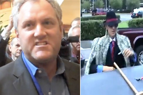 Left: Andrew Breitbart. Right: James O'Keefe