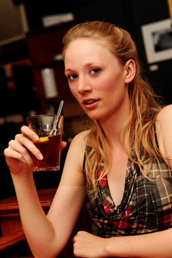 cute blonde at bar