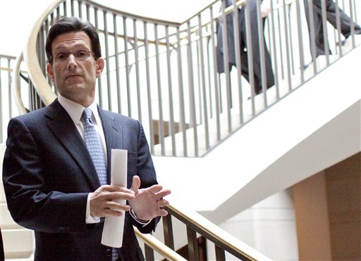 House Minority Whip Eric Cantor of Va., walks to a caucus on Capitol Hill in Washington, Thursday, March 11, 2010. (AP Photo/Harry Hamburg) (AP)