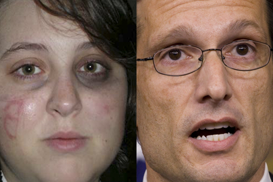 Left: Ashley Todd on Oct. 22, 2008. Right: House Minority Whip Eric Cantor of Virginia.