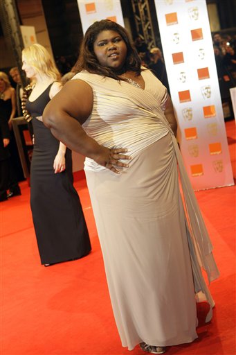 US actress Gabourey Sidibe arrives at the British Academy Film Awards 2010 at The Royal Opera House in London, Sunday, Feb. 21, 2010.  (AP Photo/Lefteris Pitarakis) (AP)