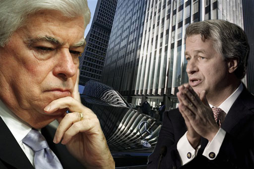 A luxury limousine is parked in front of JPMorgan Chase & Co. headquarters, left, Thursday,  Jan. 14, 2010 in New York.  Together, the six biggest U.S. banks, including JPMorgan Chase, are on pace to pay $150 billion in total compensation for 2009, slightly less than the record $164 billion in 2007 before the financial crisis struck, according to the New York state comptroller's office. (AP Photo/Mark Lennihan) (Mark Lennihan)