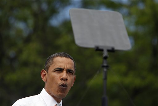 FILE - In this July 14, 2009, file photo, President Barack Obama reads from a teleprompter while speaking at Macomb Community College  in Warren, Mich. Facing criticism that President Barack Obama isn't connecting with the American people, the administration is infusing its communications strategy with some of the ironclad discipline and outside-the-box thinking that made the Obama presidential campaign famous _ and successful. (AP Photo/Haraz N. Ghanbari, File) (AP)