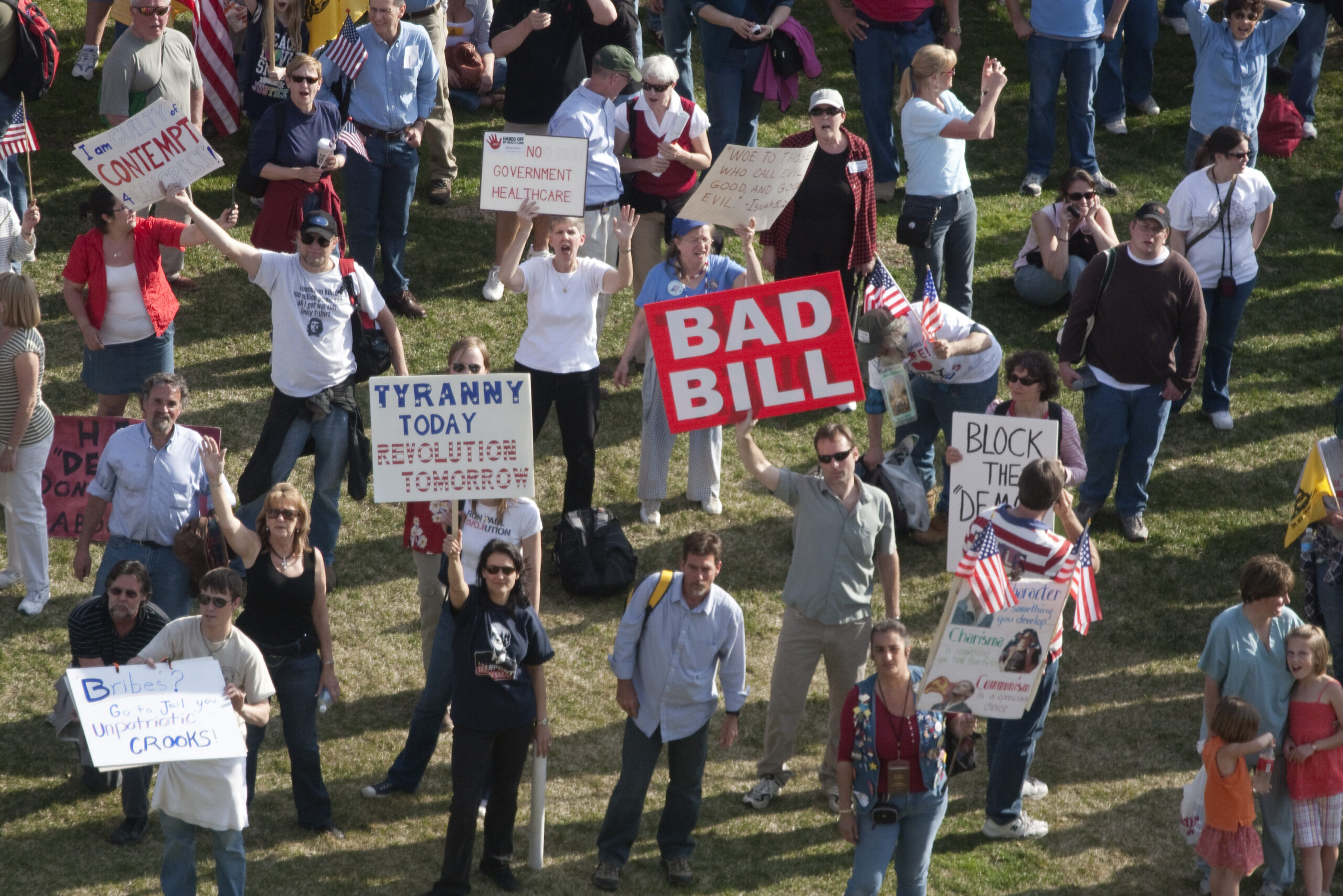 Tea Party Demonstrators outside of the House Chamber on Capitol Hill in Washington, Saturday, March 20, 2010.(AP Photo/Harry Hamburg) (Associated Press)