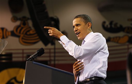President Barack Obama speaks about health care reform at the University of Iowa in Iowa City, Thursday, March 25, 2010. (AP Photo/Charles Dharapak) (AP)